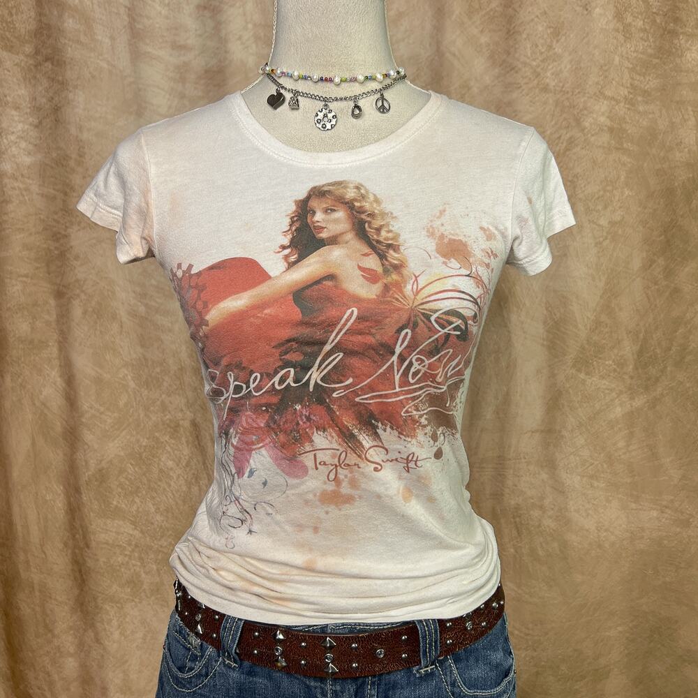 Taylor Swift Speak Now Baby Tee Graphic T-Shirt Cap Sleeve Fitted Tie Dye Music